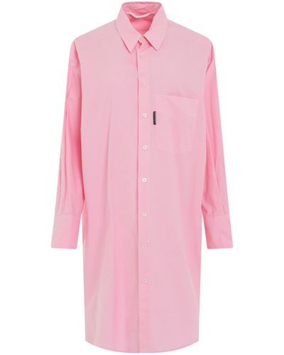 Palm Angels Gd Shirt Dress, Long Sleeves, /, 100% Polyester - Pink