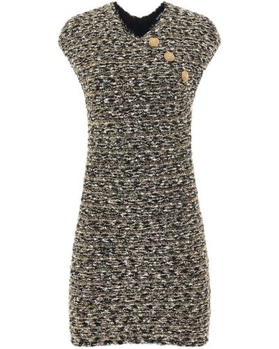 Balmain Sleeveless Tweed Short Dress, Short Sleeves, /, 100% Polyester - Grey