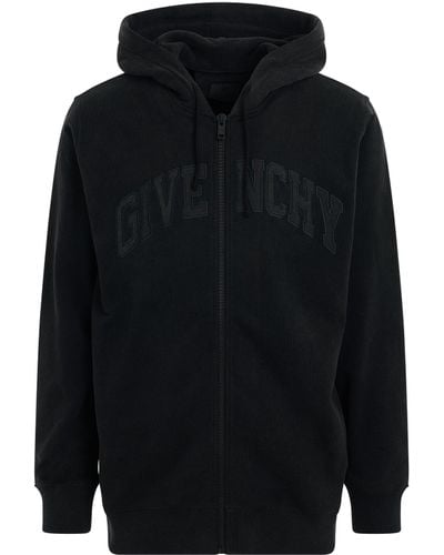 Givenchy Archetype University Dye Zipped Hoodie, Long Sleeves, Faded, 100% Cotton, Size: Large - Black