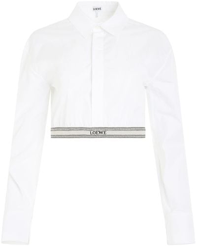 Loewe Cropped Logo Shirt, Optic, 100% Cotton - White