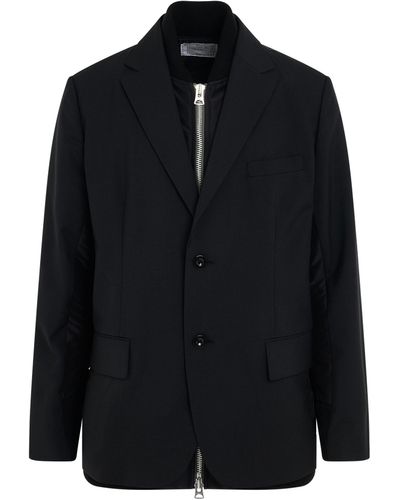 Sacai X Suiting X Nylon Twill Jacket, Long Sleeves, , 100% Nylon - Black