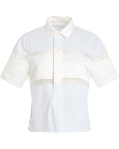 Sacai Cotton Jersey Rugby T-Shirt, Short Sleeves, , 100% Cotton - White