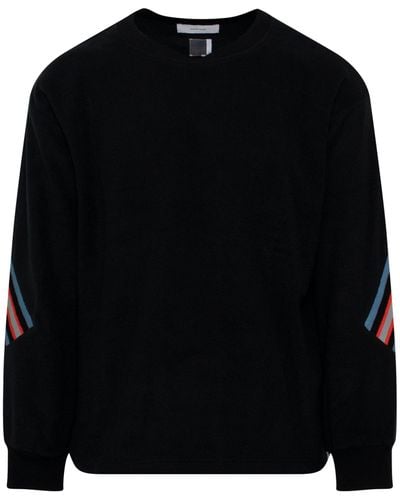 Facetasm Fleece Rib Long T-Shirt With Fringe, Round Neck, , 100% Polyester - Black