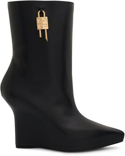 Givenchy G Lock Wedge Low Box Leather Boots, , 100% Leather - Black