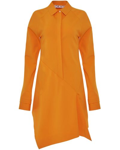 Off-White c/o Virgil Abloh Off- Jer Short Panel Shirt Dress, Long Sleeves - Orange