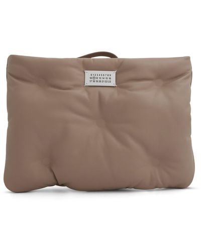 Maison Margiela Glam Slam Leather Clutch, , 100% Polyester - Brown