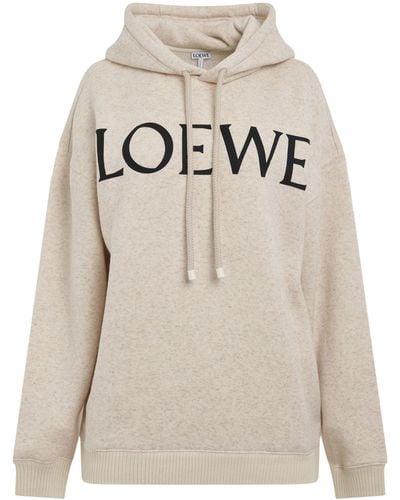Loewe Logo Oversize Cotton Hoodie, , 100% Cotton - Gray