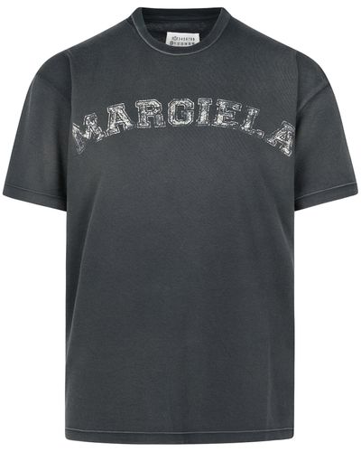 Maison Margiela Faded Logo Relaxed Fit T-Shirt, Short Sleeves, , 100% Cotton - Black