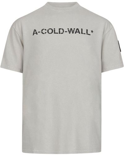 A_COLD_WALL* 'Overdye Logo T-Shirt, Round Neck, Short Sleeves, Cement, 100% Cotton, Size: Small - Grey