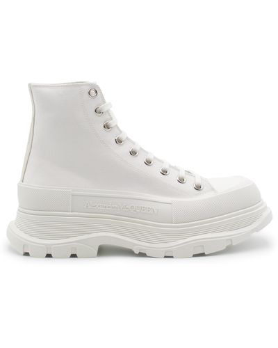 Alexander McQueen Tread Slick Canvas Lace-up Boots In White