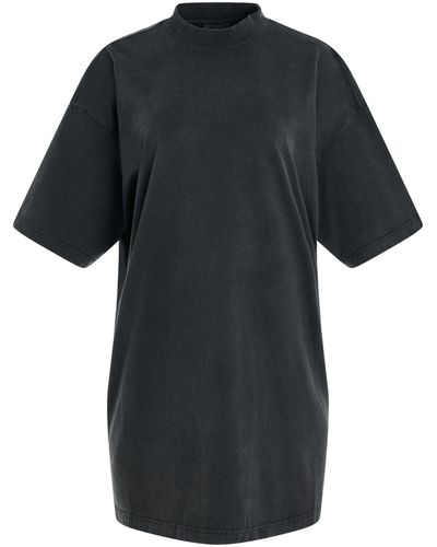 Balenciaga Hand Drawn Vintage T-Shirt Dress, Short Sleeves, Faded/, 100% Cotton - Black