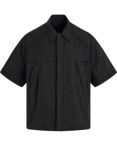 Juun.J Military Short-Sleeve Zip-Up Shirt, Short Sleeves, , 100% Nylon - Black