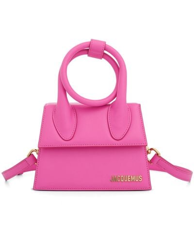 Jacquemus Le Chiquito Noeud Leather Bag, Neon, 100% Leather - Pink