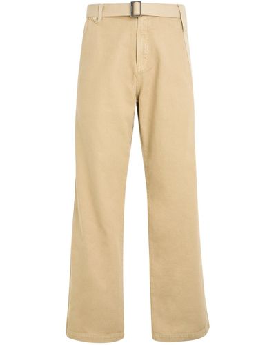 Jacquemus Marrone Relax Fit Trousers, , 100% Cotton - Natural