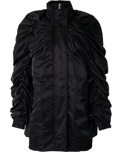 we11done 'Gathered Sleeves Bomber Jacket, , 100% Polyester, Size: Small - Black