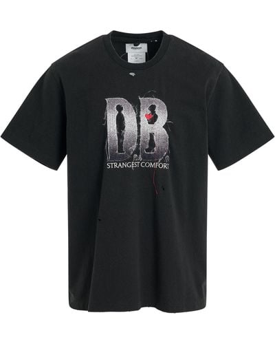 Doublet 'D.B. Logo Embroidery T-Shirt, Short Sleeves, , 100% Cotton, Size: Small - Black