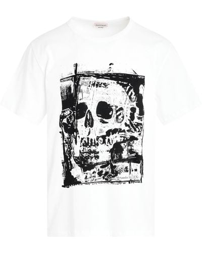 Alexander McQueen 'Fold Skull Print T-Shirt, Short Sleeves, /, 100% Cotton, Size: Small - White