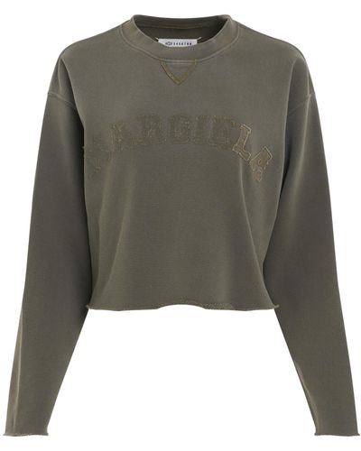 Maison Margiela 'Memory Logo Cropped Sweatshirt, Long Sleeves, , 100% Cotton, Size: Small - Green