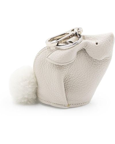 Loewe Bunny Charm Keyring, , 100% Calfskin Leather - White
