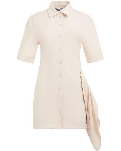 Jacquemus Camisa Dress, Short Sleeves, , 100% Cotton - Natural