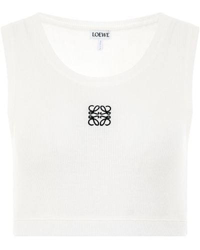 Loewe Anagram Cropped Tank Top, , 100% Cotton - White