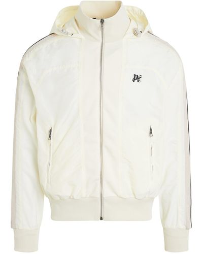 Palm Angels Monogram Nylon Track Jacket, Long Sleeves, Off, 100% Polyester, Size: Medium - White