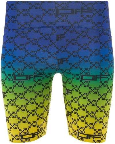 Off-White c/o Virgil Abloh Off- 'Athleisure Monogram Shorts, /, 100% Polyester, Size: Small - Blue