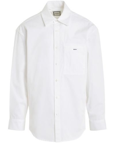 WOOYOUNGMI Back Logo Pocket Shirt, Long Sleeves, , 100% Cotton - White