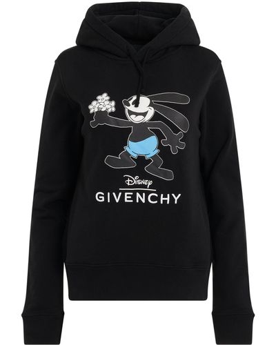 Givenchy 'Disney Oswald Flowers Hoodie, Long Sleeves, , 100% Cotton, Size: Small - Black