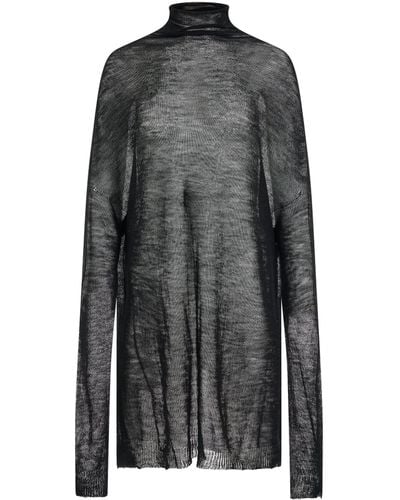 Rick Owens Shroud Knit Jumper, Long Sleeves, , 100% New Wool - Grey