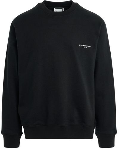 WOOYOUNGMI Square Label Sweatshirt, Long Sleeves, , 100% Cotton - Black