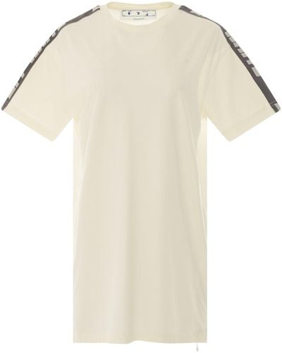 Off-White c/o Virgil Abloh Off- Athleisure Logo Band Dress, Round Neck, Short Sleeves, , 100% Cotton - White