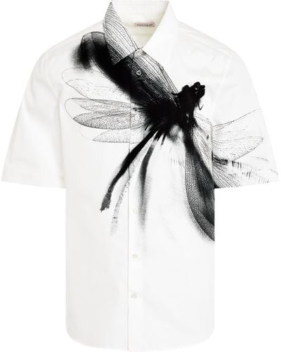 Alexander McQueen Dragonfly Print Short-Sleeve Shirt, /, 100% Cotton - Multicolor