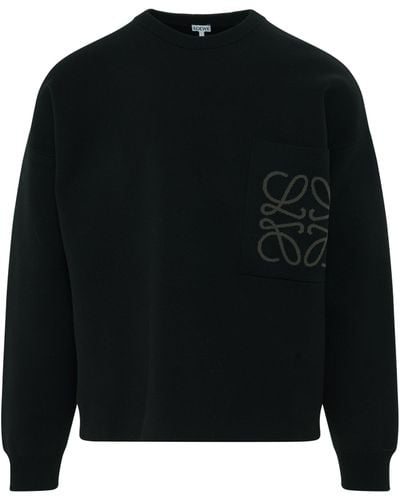 Loewe 'Anagram Pocket Sweater, Long Sleeves, , 100% Viscose, Size: Small - Black