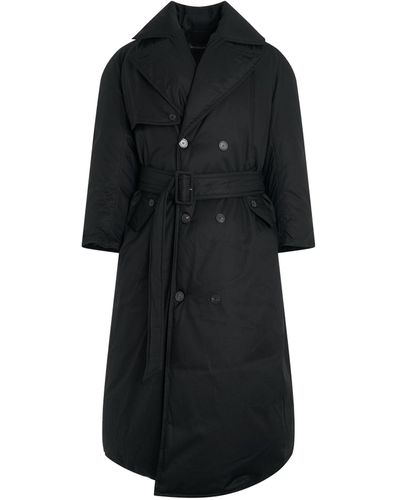 Balenciaga Maxi Padded Trench Coat In Black
