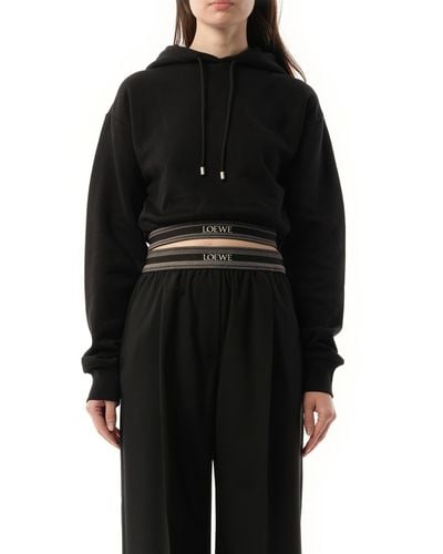 Loewe 'Cropped Hoodie, , 100% Cotton, Size: Small - Black