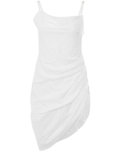 Jacquemus Saudade Asymmetric Draped Mini Dress - White