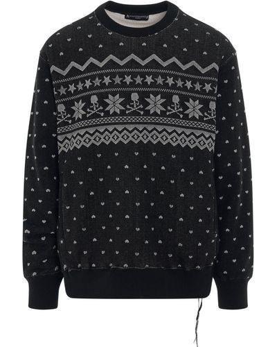 Mastermind Japan Nordic Skull Sweatshirt, Long Sleeves, , 100% Cotton, Size: Large - Black