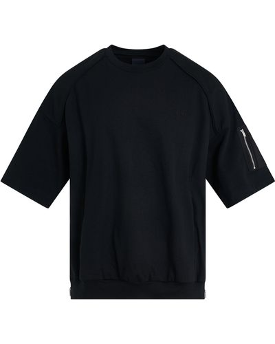 Juun.J 'Side Zipper Half Sweatshirt, Short Sleeves, , 100% Cotton, Size: Small - Black