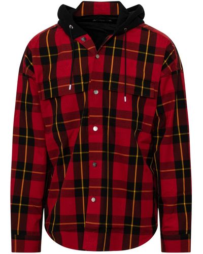 Mastermind Japan Plaid Check Shirts, , 100% Cotton, Size: Large - Red