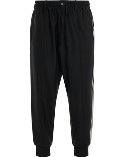 Y-3 3 Stripes Refined Wool Cuffed Pants, , 100% Polyester, Size: Large - Black