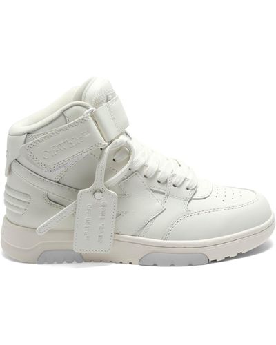 Off-White c/o Virgil Abloh Off- Out Of Office Mid Top Leather Sneakers, 100% Rubber - White