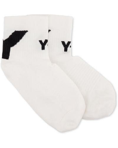 Y-3 Logo Low Socks, , 100% Cotton - White