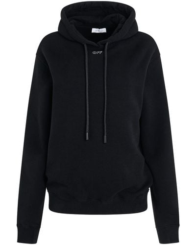 Off-White c/o Virgil Abloh Off- Embroidered Stitch Arrow Regular Fit Hoodie, Long Sleeves, , 100% Cotton - Black