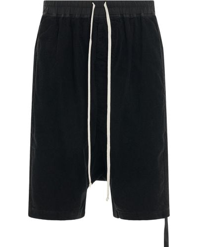 Rick Owens Drawstring Pods Shorts, , 100% Cotton, Size: Medium - Black
