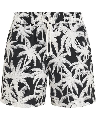 Palm Angels 'Palms All-Over Swim Shorts, /Off, 100% Polyester, Size: Small - Black