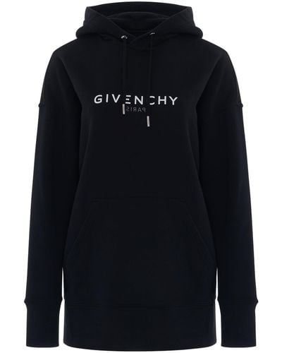 Givenchy Reverse Logo Oversized Hoodie, , 100% Cotton - Blue