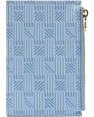 Moreau 3 Credit Card Holder With Zip, Light, 100% Calf Leather - Blue