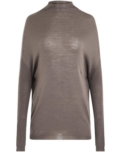 Rick Owens 'Light Weight Crater Knit Sweater, Round Neck, Long Sleeves, , 100% New Wool, Size: Small - Brown