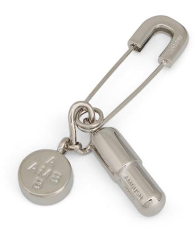 AMBUSH teddy bear charms safety pin earring - Silver